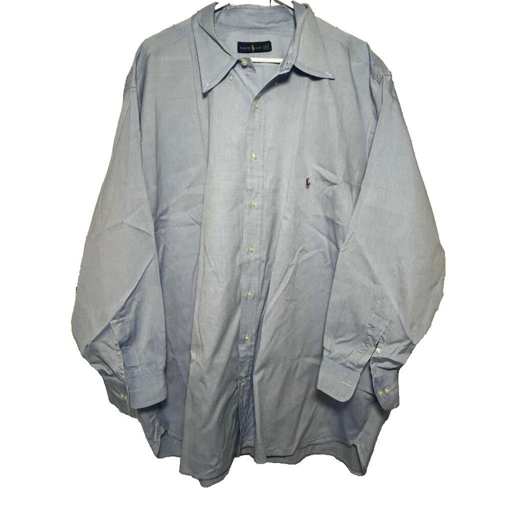 Ralph Lauren Button Down Shirt Men Size 20 3XL Blue Long Sleeve
